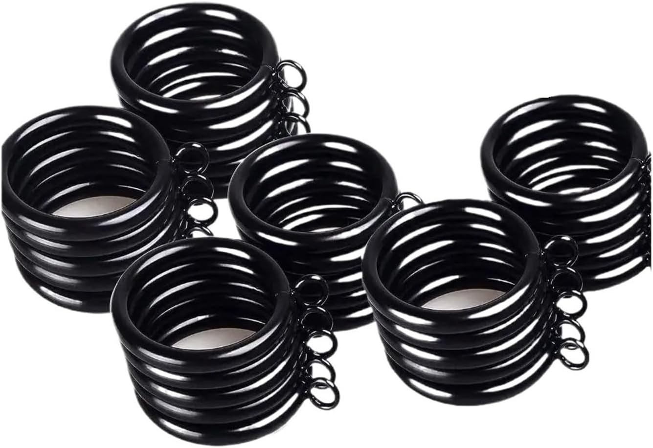 30pcs Black Curtain Ring Easy to Use 1.25 Inch Metal Shower Curtain Hooks Door Curtain Hanging Ring Bathroom