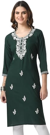 Womens Kurta Lakhnowi Chikankari Embroidered Kurti, Stylish Girls Top, Ethnic Full Kurtas, Straight Design Kurtis