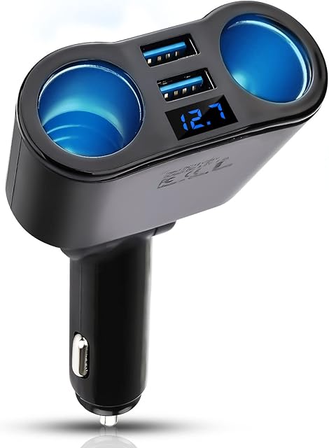 Linkstyle Car Charger Cigarette Lighter Adapter, USB QC 3.0 12V/24V 120W DC Outlet Splitter with Dual USB Ports and 2 Socket Cigarette Lighter for Smart phone Android Galaxy GPS Dashcam