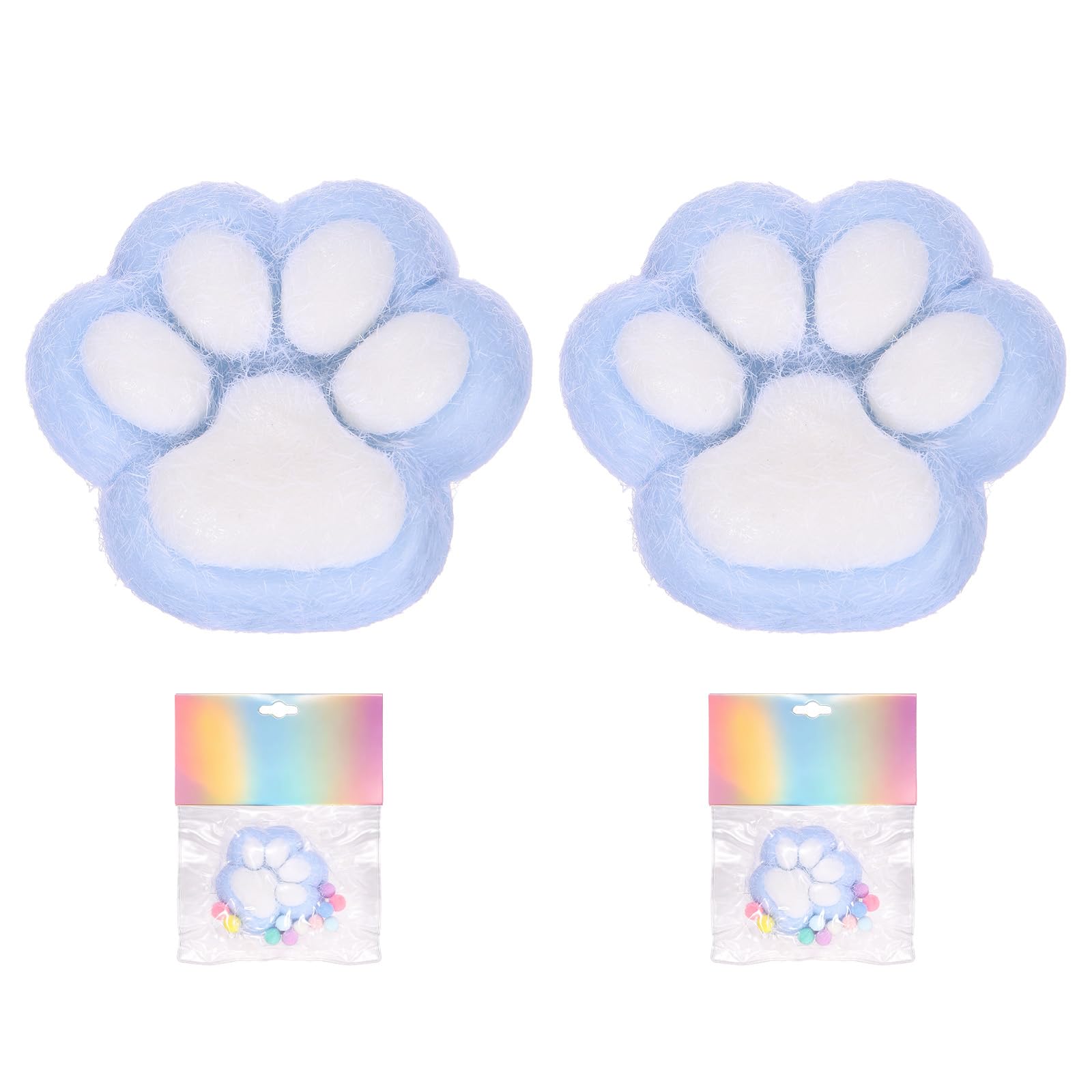 sourcing map 3 Inch Cat Paw Squeeze Toy, Cute Cat Paw Sensory Toy Soft Funny Fidget Toy Perfect for Stress Relieving, Party Favors & Birthday Gifts (Blue, 2pcs)
