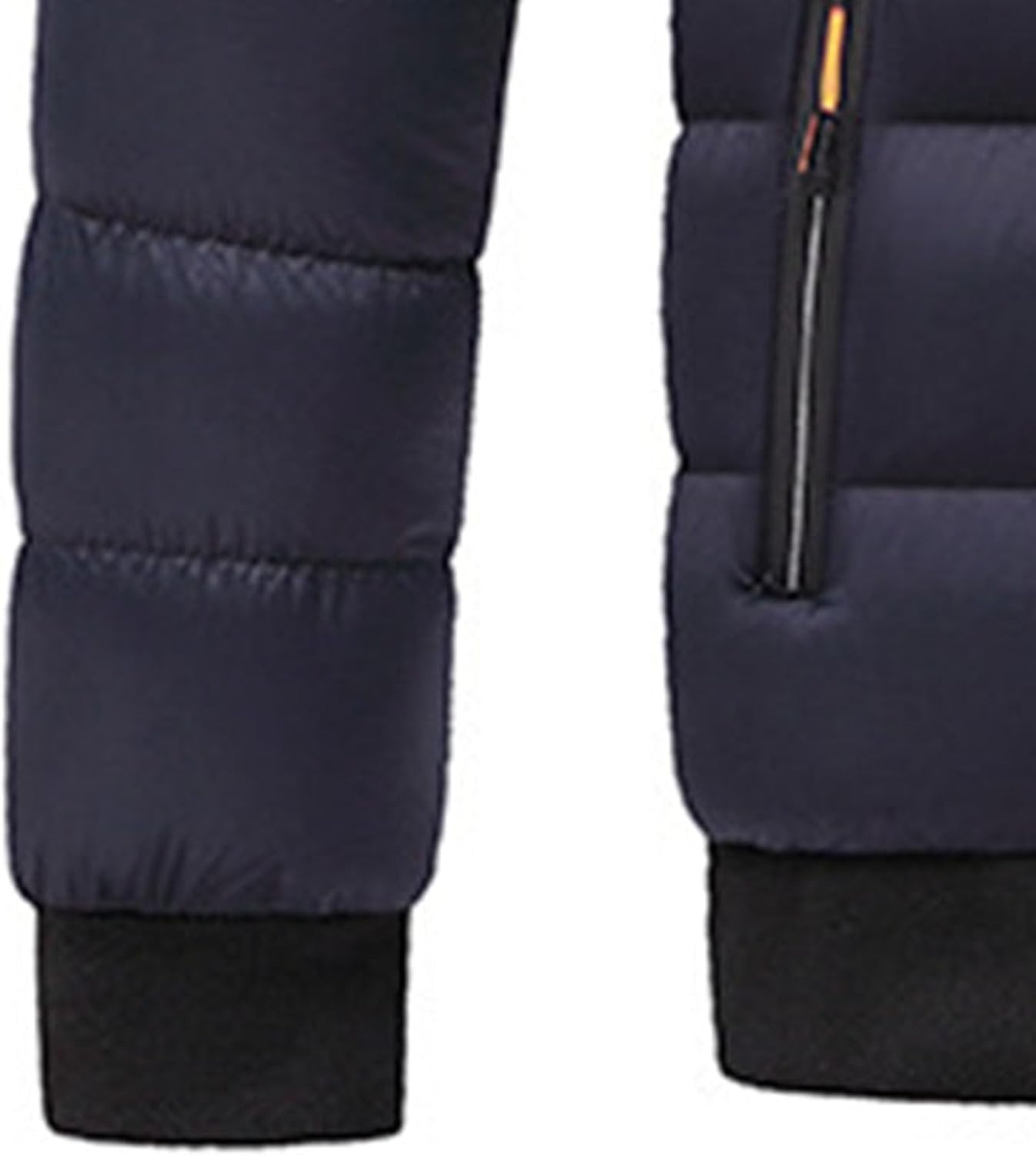 JEsilunmaMY Men's Fur Hood Parka Winter Coats Color Block Thermal Warm Down Jacket Insulated Thicken Hooded Puffer Jacket