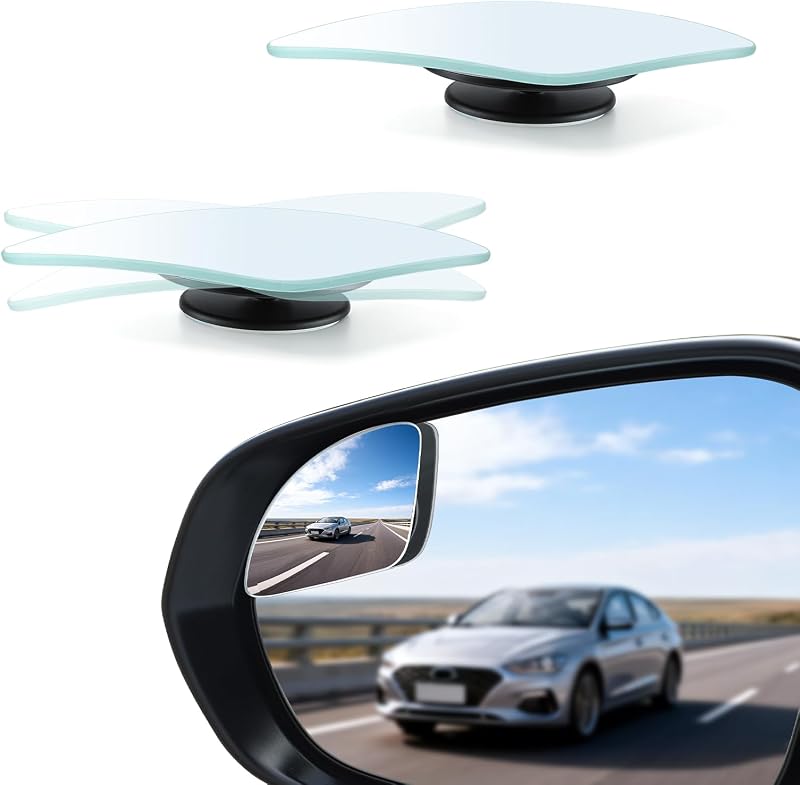 Espelho auxiliar para ponto cego LivTee convexo em vidro HD com ajuste de 360° – Par