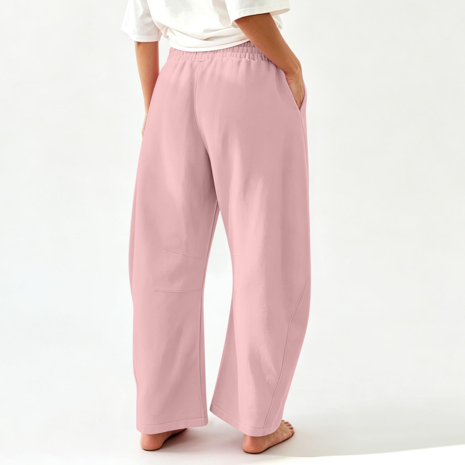 Pantaloni Sportivi Donna Pantaloni a Gamba Larga con Elastico in Vita Pantalone Jogger con Coulisse Comodi Pantlone Cotone Morbidi CasualPant Baggy Tinta Unita Pants Lunghi per Jogging Fitness Sport