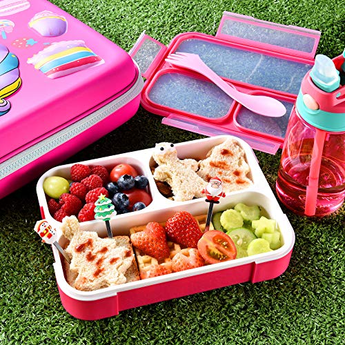 Coo&Koo Unicorn Lunch Bag Lunch Box Set, Insulated Lunch Bag With 3 Compartment Bento Box Ice Pack Water Bottle Silicon Cap Spoon Salad Container For Lunch Kid's School Supplies Ideal For Age 7-15 #TOP3