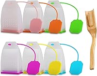 Vista 7 de Infusor de té de silicona, paquete de 4 bolsas de filtro de té de hojas sueltas con cuchara