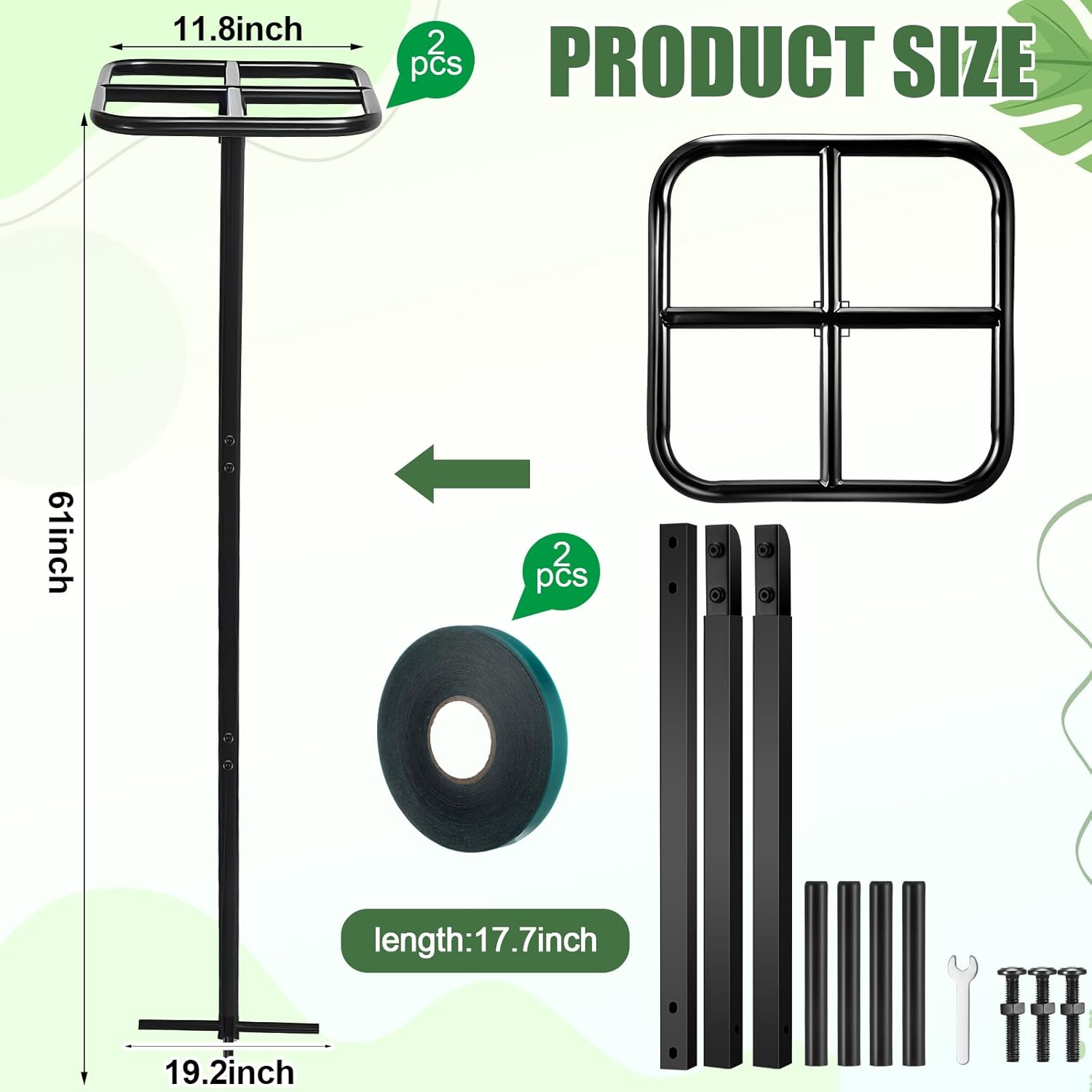2 Pack 60 Inch Dragon Fruit Trellis Adjustable Garden Metal Plant Climbing Support with Wide Stretch Ties for Outdoor Vertical Gardens Vining Plants