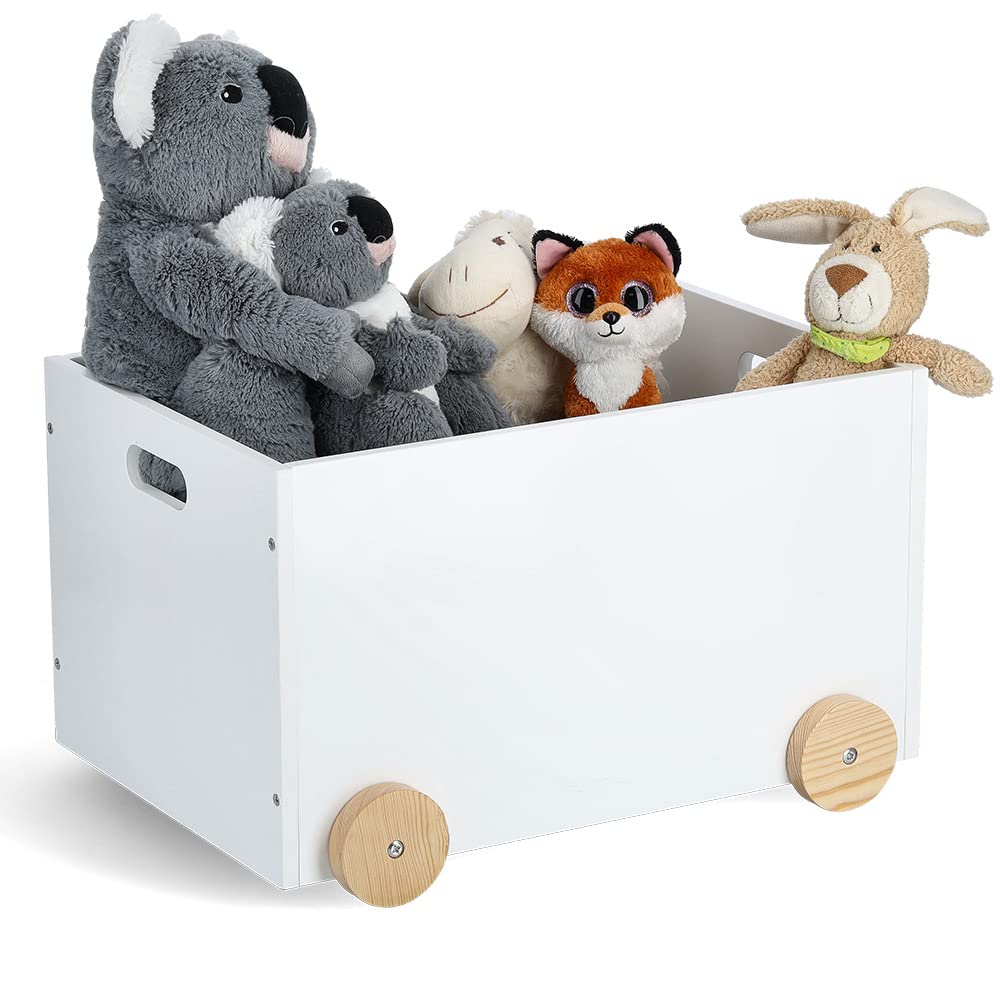 Zeller 13508 Kinder-Spielzeugkiste mit Rollen, MDF/Kiefer, weiß, ca. 50 x 36 x 30 cm