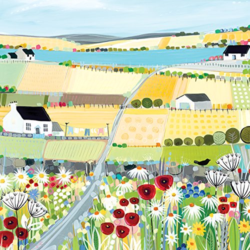 Janet Bell "Bright Meadow" Canvas Print, Cotton, Multi-Colour, 3.20 x 40.00 x 40.00 cm