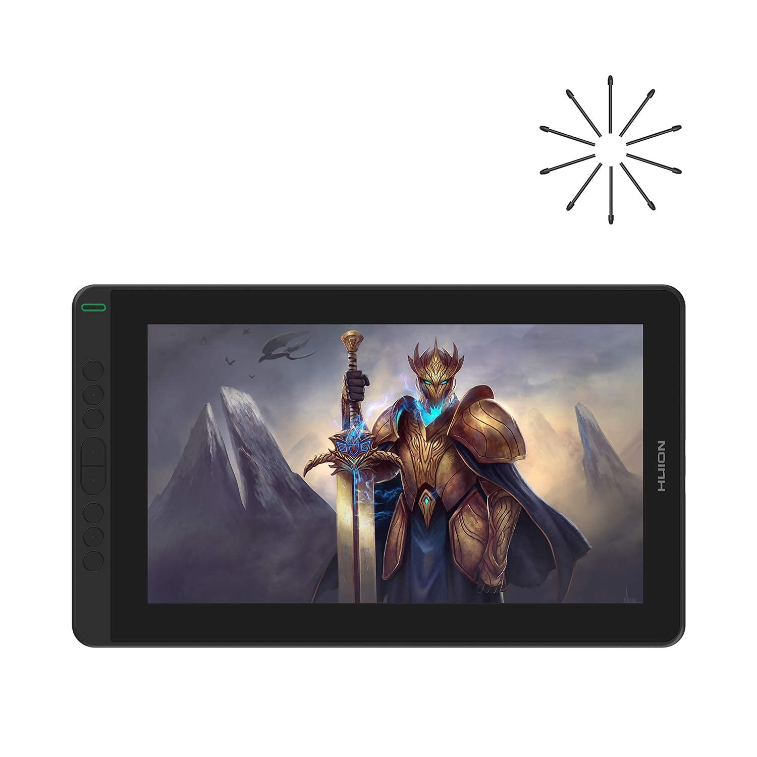 HUION Kamvas 13 2020 Graphics Drawing Tablet with Screen Pen Display Green and 10 Pack Replacement N