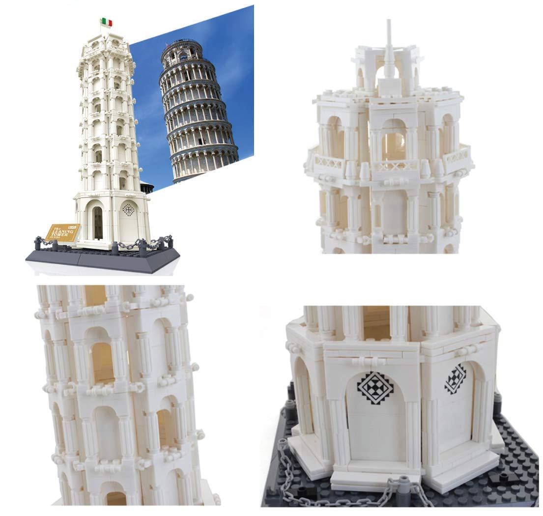 WANGE Torre de Pisa Modelo arquitectónico para Montaje con Bloques de construcción