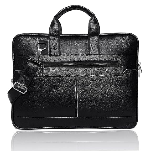 Image of Messenger Bag Laptop Bag for Men, PU Leather Expandable Office Bag for Men | Supports Laptop Upto 15.6 inches (Black)