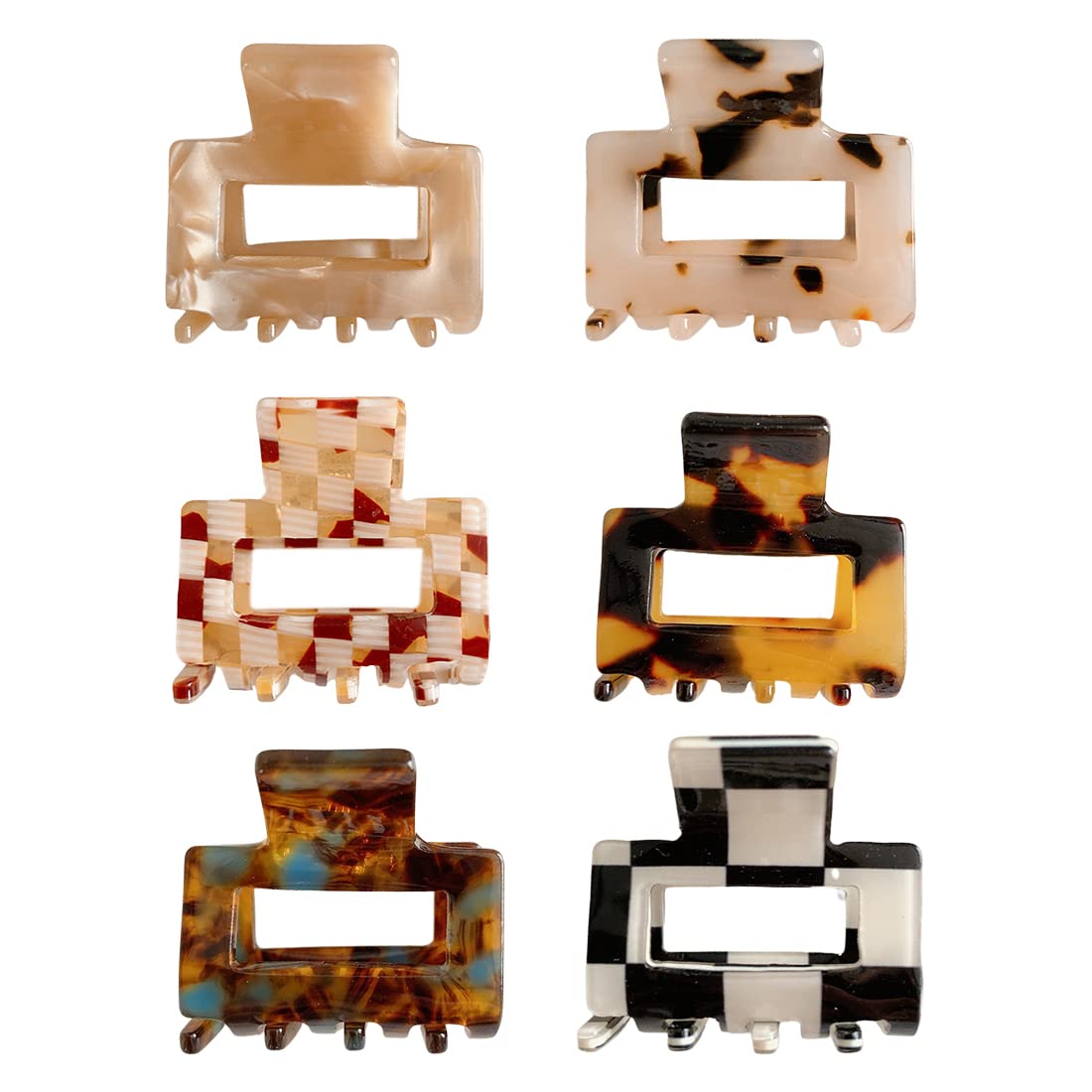 LEEQ Pinze Per Capelli, Mollette per Capelli Donna Tartarugato Piccoli, Pinza per Capelli Quadrato Antiscivolo, mini Clip Ciappo per Capelli Leopardato per Donne e Ragazze(6 Pezzi)