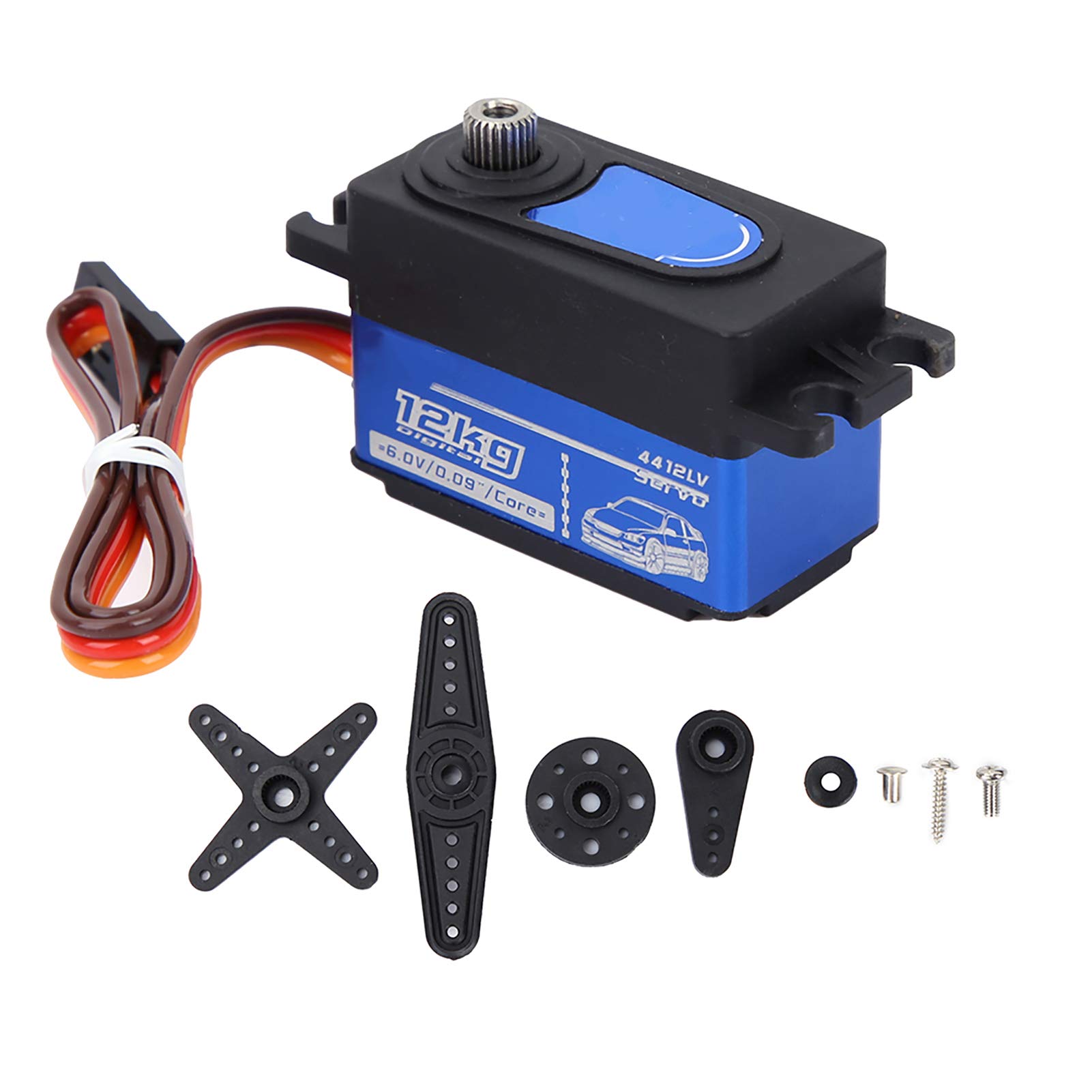 POENVFPO Servo Digitale da 12 kg, Ingranaggio Metallico a Torsione di Grandi Dimensioni, Servo Digitale con Telecomando per per Aereo RC 1/10, Auto, Barca,