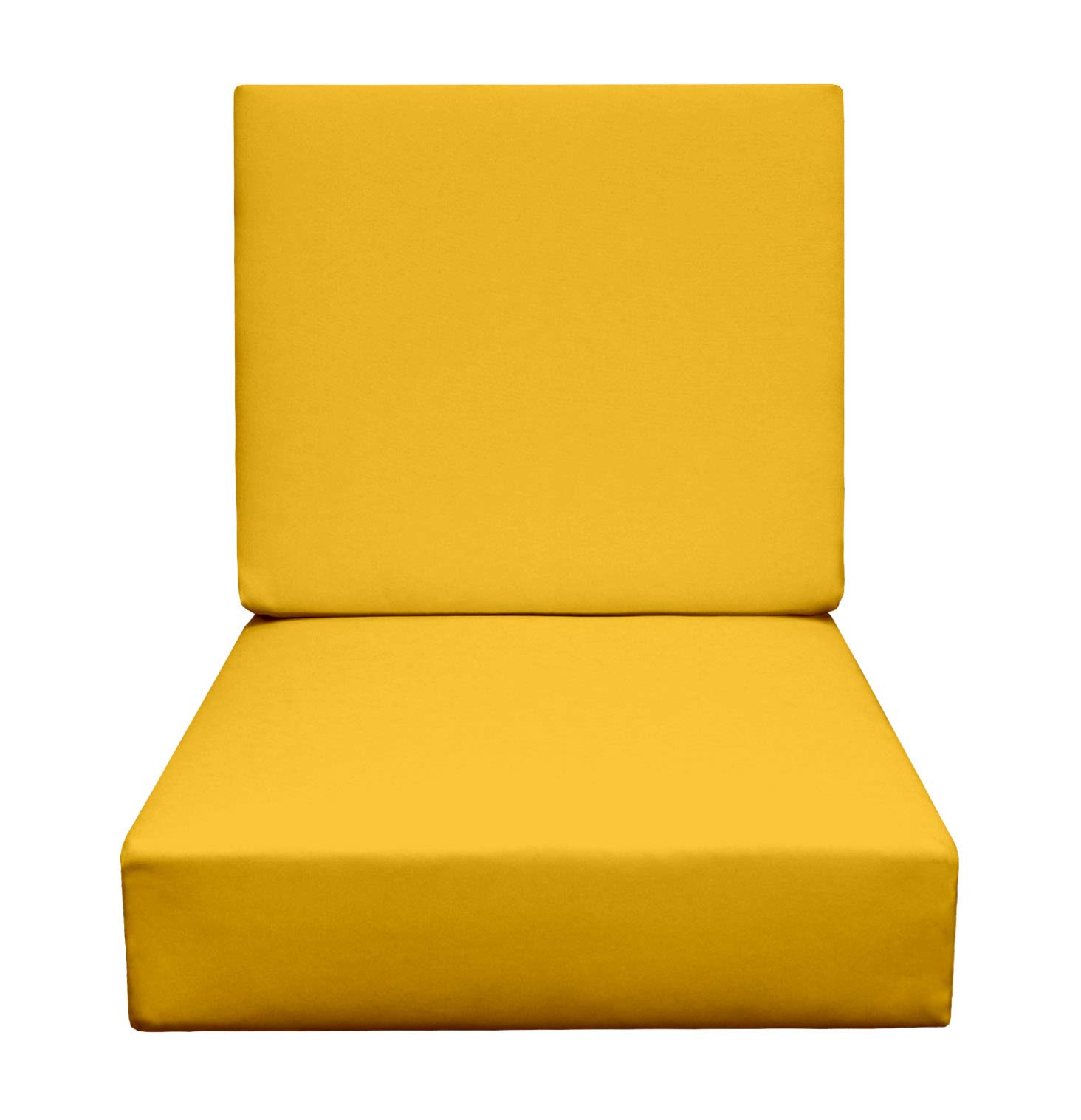 RSH DECOR: Deep Seating Foam Cushion Set | 24” x 27” Seat | All-Weather Spun Fabric | Water and Fade-Resistant | Outdoor Chair Cushion Set for Patio Furniture | Yellow