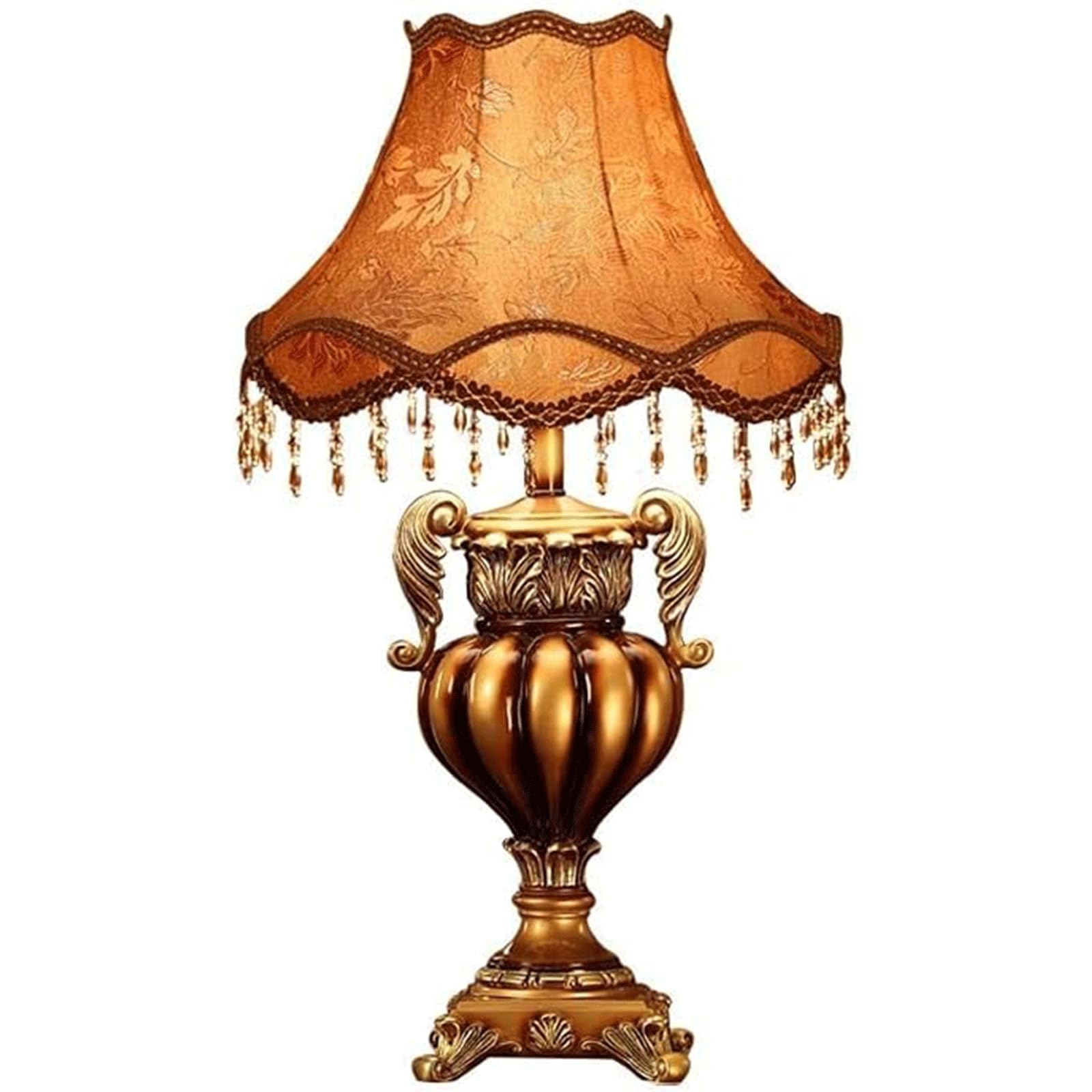 SGKOMN Desk Lighting Exquisite Table Lamp Desk Lamp Classical Vintage Brown Bedside Lamp Tassel Pendant Luxurious Decoration Bedside Lamps Work Lamp