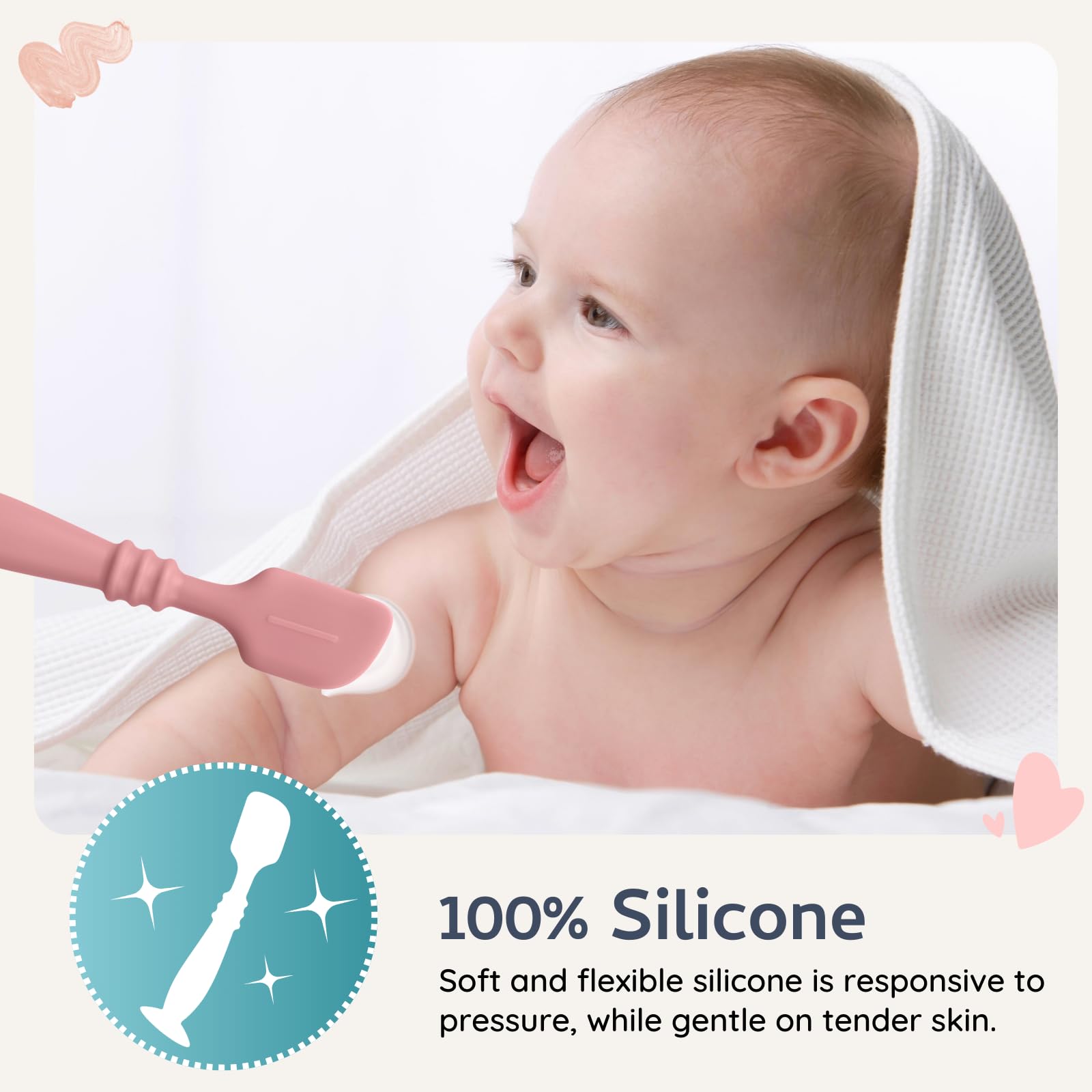 3 Packs Silicone Diaper Cream Applicator with Suction Base, Diaper Cream Spatula Applicator for Babies, Soft Silicone Diaper Cream Brush (Shifting Sand/Blush/Mauve)