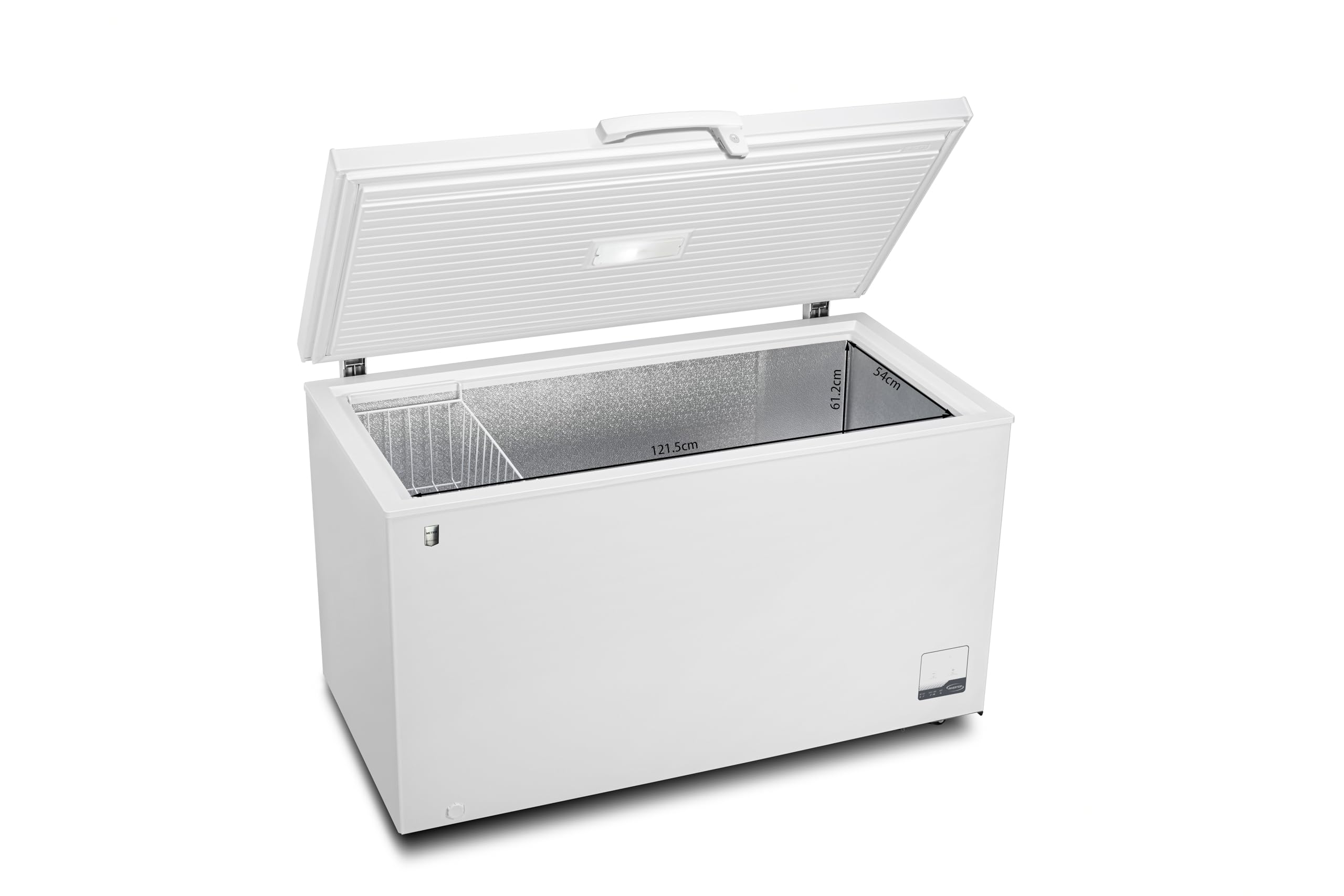 METRO Professional Congelatore a Pozzetto GHF2400, Acciaio/Alluminio, 136.5 x 73.5 x 83.5 cm, 130 W, 1 cestello, Illuminazione a LED, Con serratura, Bianco (400 L)