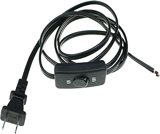 HBFBZM 6Feet Lamp Cord with Switch On Off, 6Ft 18AWG 2 Prong Power Cord with 3A Switch,Pure Copper Wiring Tail Stripped (Black1pcs)
