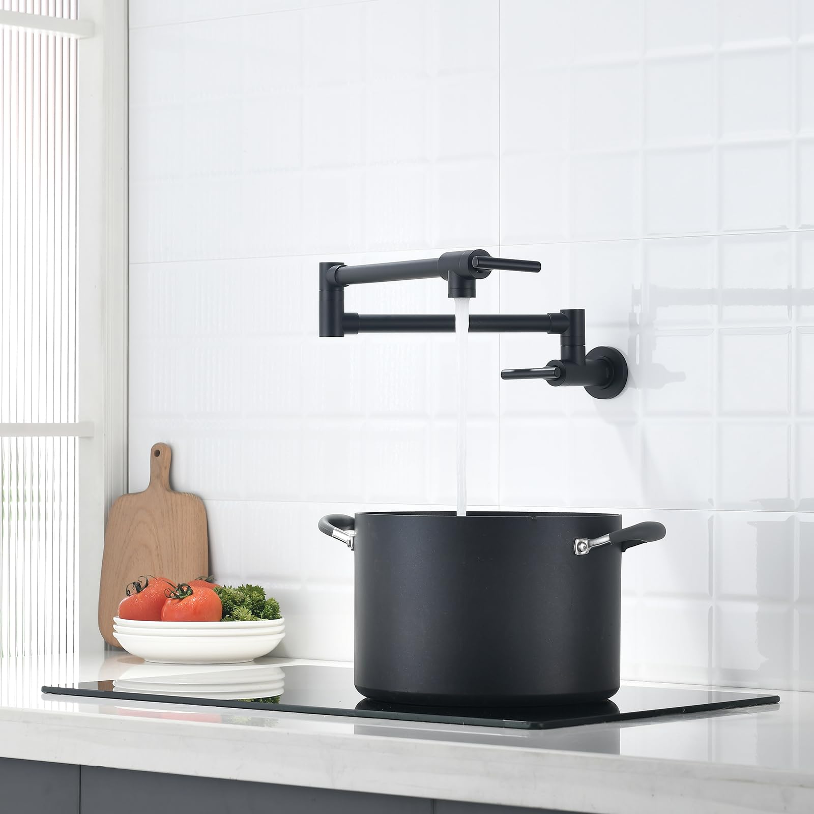 Riempitore per pentole in Ottone, Rubinetto per riempire pentole Commerciale a Parete, Rubinetto Pieghevole da Cucina in Ottone e Rame, Rubinetto per Macchina da Caf