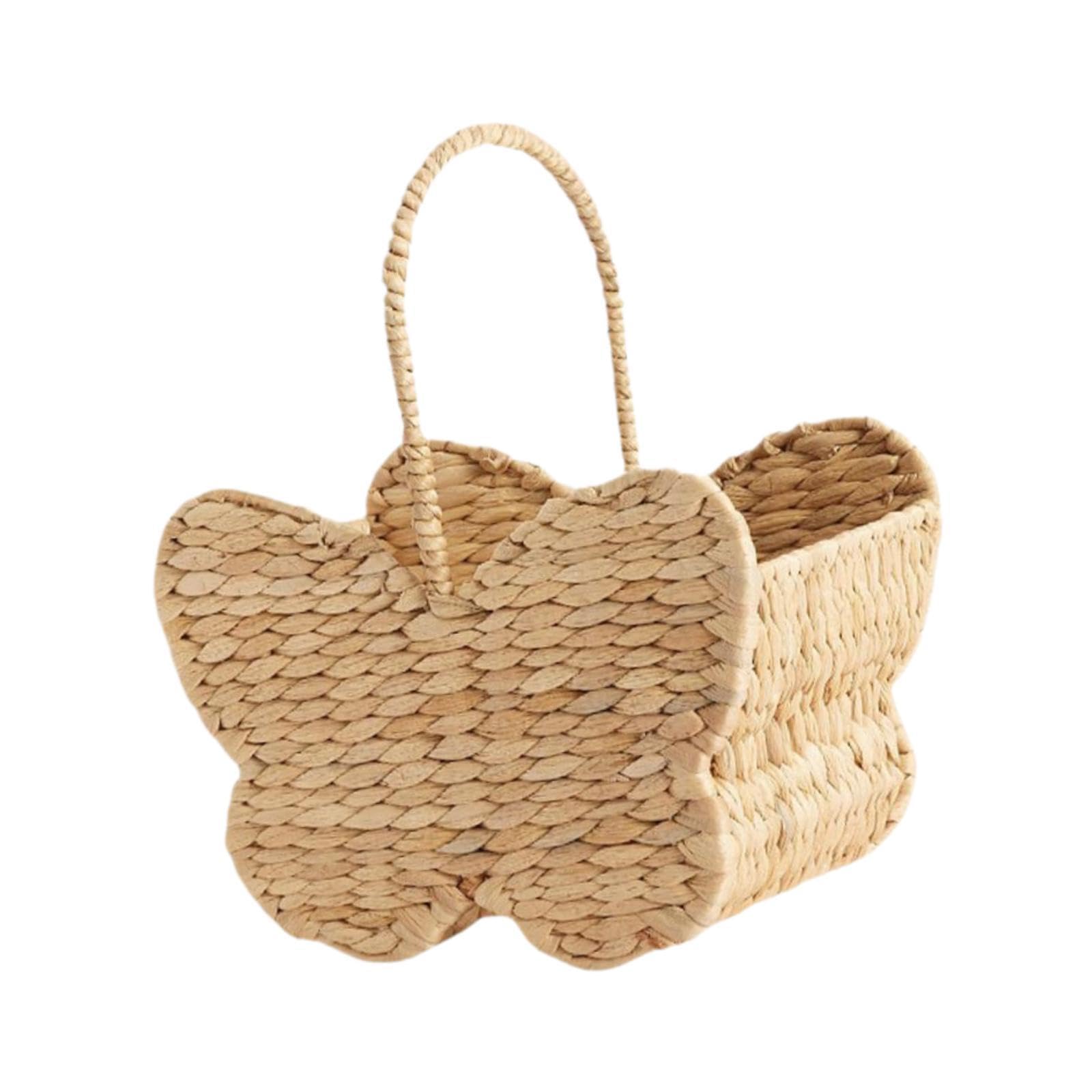 Cestino Picnic Cestino Contenitore Decorativo Intrecciato a Farfalla con Manico Robusto in Paglia Elegante Pratico Adatto