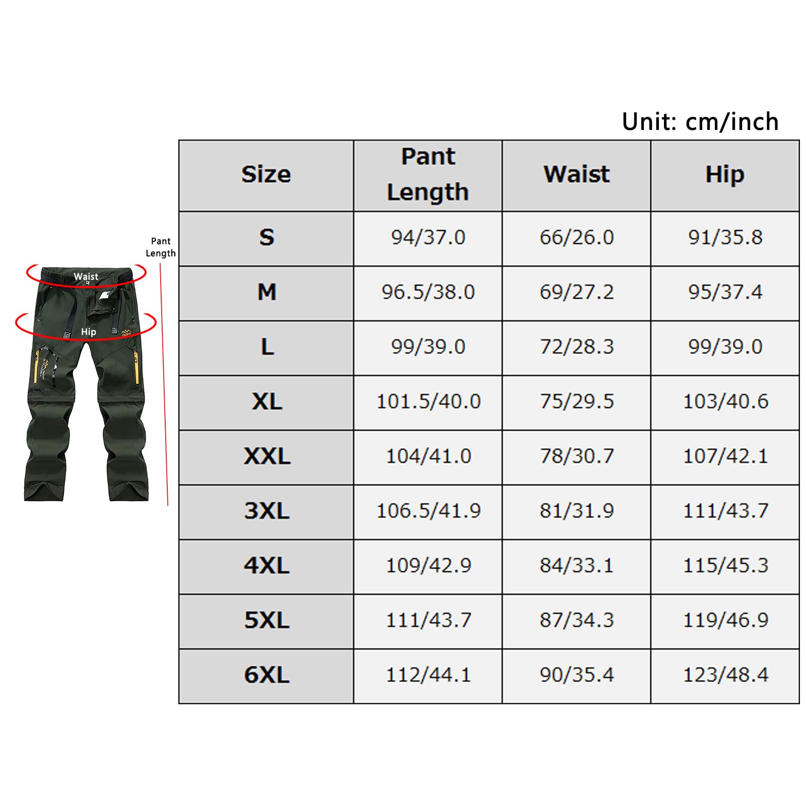 Hommes Zip Off Pantalon de Randonnée Convertible Séchage Rapide Amovible Pantalon Outdoor Camping Pantalon(Size:3XL,Color:Noir)