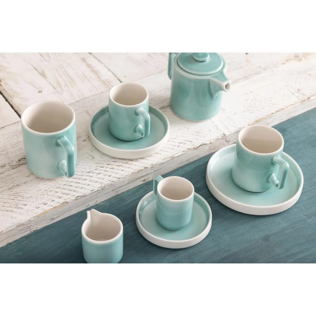 Olympia Fondant CU443 - Platillos para taza, color menta, 136 mm, set de 6, para taza de capuchino y café, vajilla para hostelería