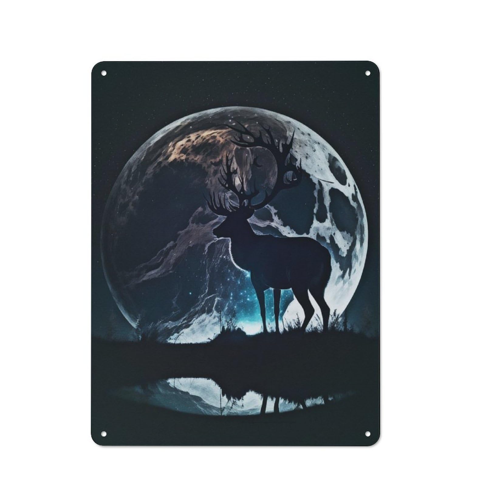Junmoney Silhouette Of A Deer For Bar Or Restaurant, Retro Metal Plaque 40X30cm, A Decorative Christmas Gift For Hospitality Decor Collectors