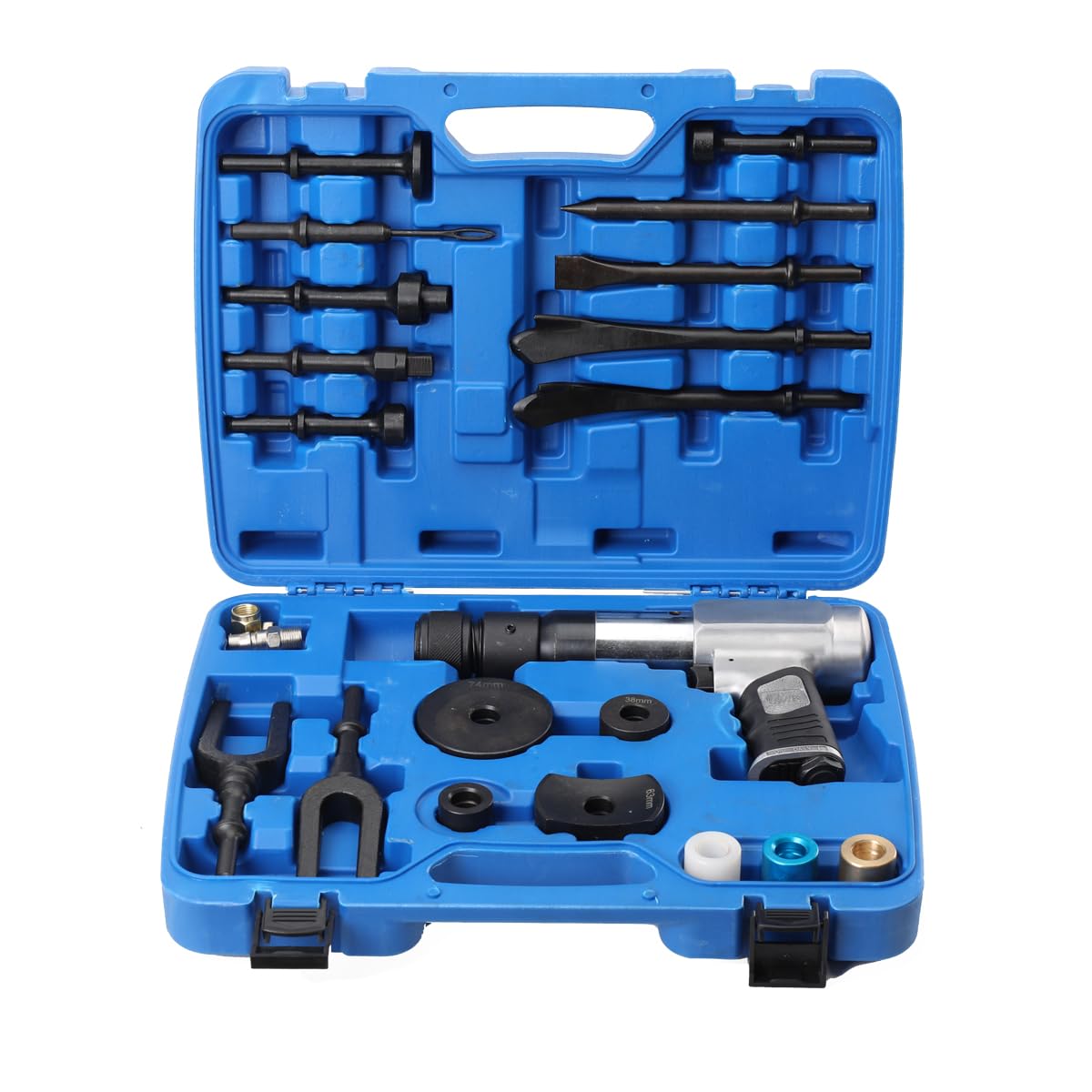 Martello Pneumatico Professionale 2200 Colpi/Min, Set Martello Pneumatico 16 Pezzi con Sistema di Cambio Rapido, per Riparazione Auto, Carrozzeria e Demolizione