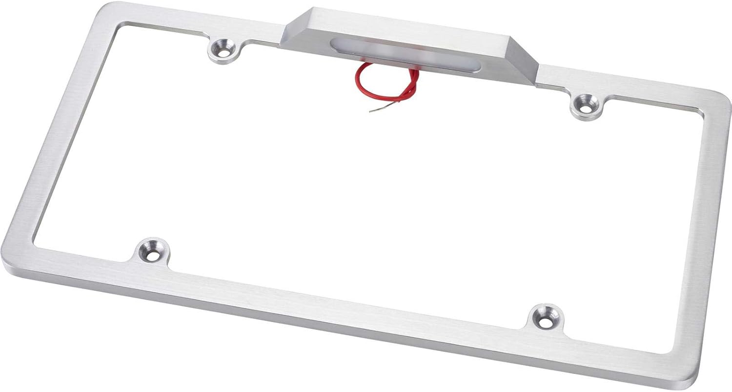 Speedway Motors Billet Aluminum License Plate Holder with Light, 12V Illumination, Universal Fit, 12.375" Width, Sturdy Construction