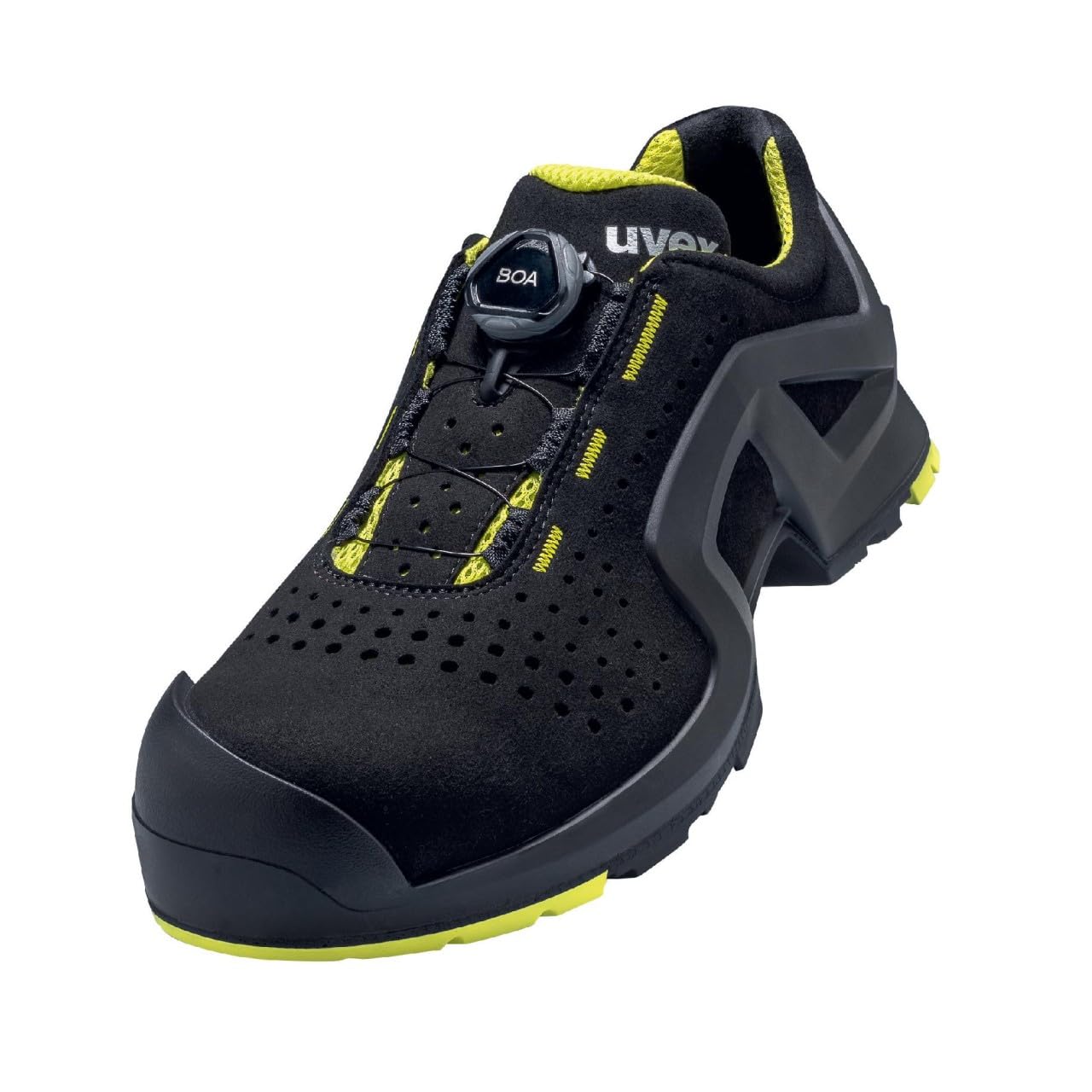 Uvex 1 X-Tended Support BOA - S1P buty robocze dla kobiet i m??czyzn - lekkie i antypo?lizgowe, czarny - Czarny Limetka - 37 eu