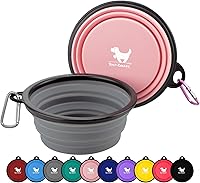Vista 23 de Cuencos plegables para perros para viajes, paquete de 2 cuencos de agua portátiles para perros, gatos y mascotas, plato plegable para regar