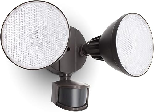 Miniatura 1 de LUTEC Luz de inundación integrada de doble cabezal de 3200 lúmenes, 32 W, activada por movimiento, para exteriores, luz de pared de seguridad
