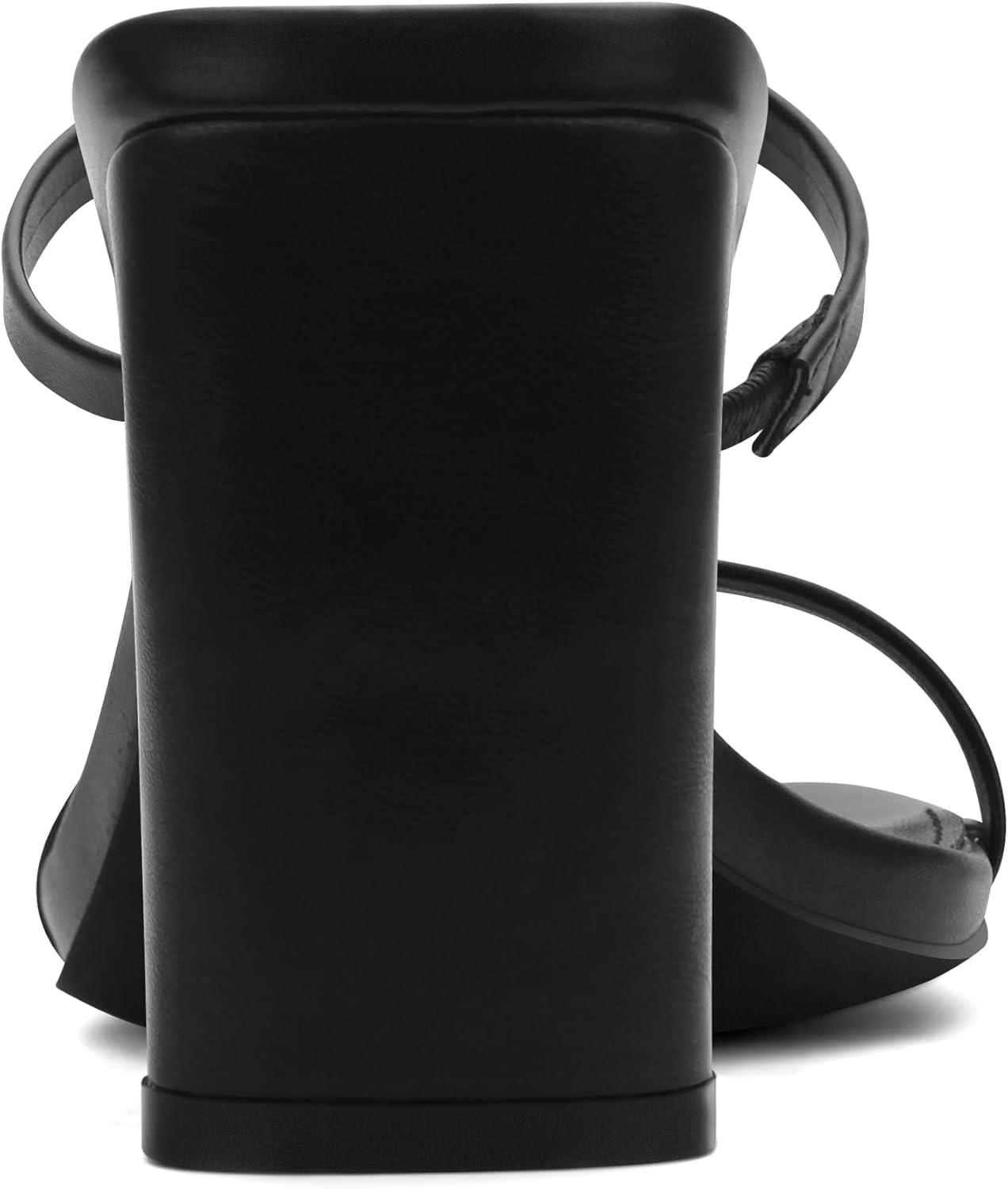 Carcuume Women's Square Toe Two Strap Open Toe Block Heels Sandals Slip On Shoes,Black Pu,8.5 - Image 5