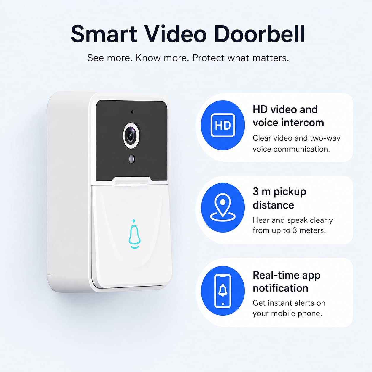 Intellibell Sonnette vidéo avec caméra WiFi HD et interphone bidirectionnel