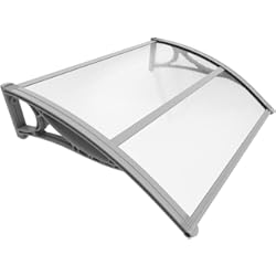Paneles De Aluminio Para Exteriores VOUNOT Marquesinas Exterior para Puertas y Ventanas, 100 x 80 cm Tejadillo de Protección, Toldo Cubierta de Policarbonato en Jardín