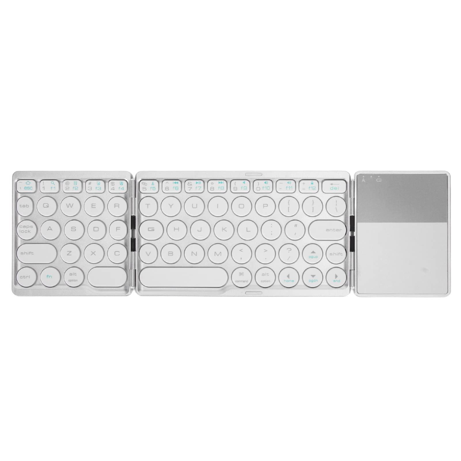 ASHATA Tastiera Bluetooth Pieghevole con Touchpad, Tastiera Bluetooth Pieghevole Portatile Mini Tastiera Wireless Ultrasottile per iOS Android Windows PC Tablet Smartphone (Silver)