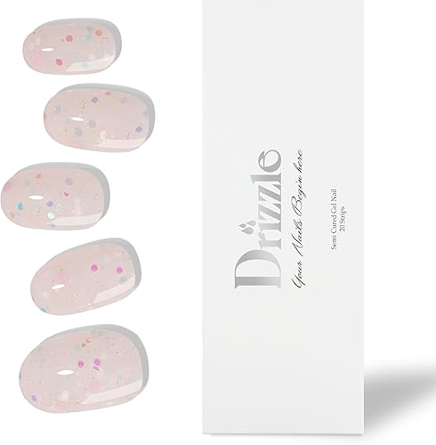 Drizzle Tiras de uñas de gel semicuradas, calcomanías artísticas de esmalte de uñas reales (requiere luz UVLED), envolturas de uñas de Halloween que