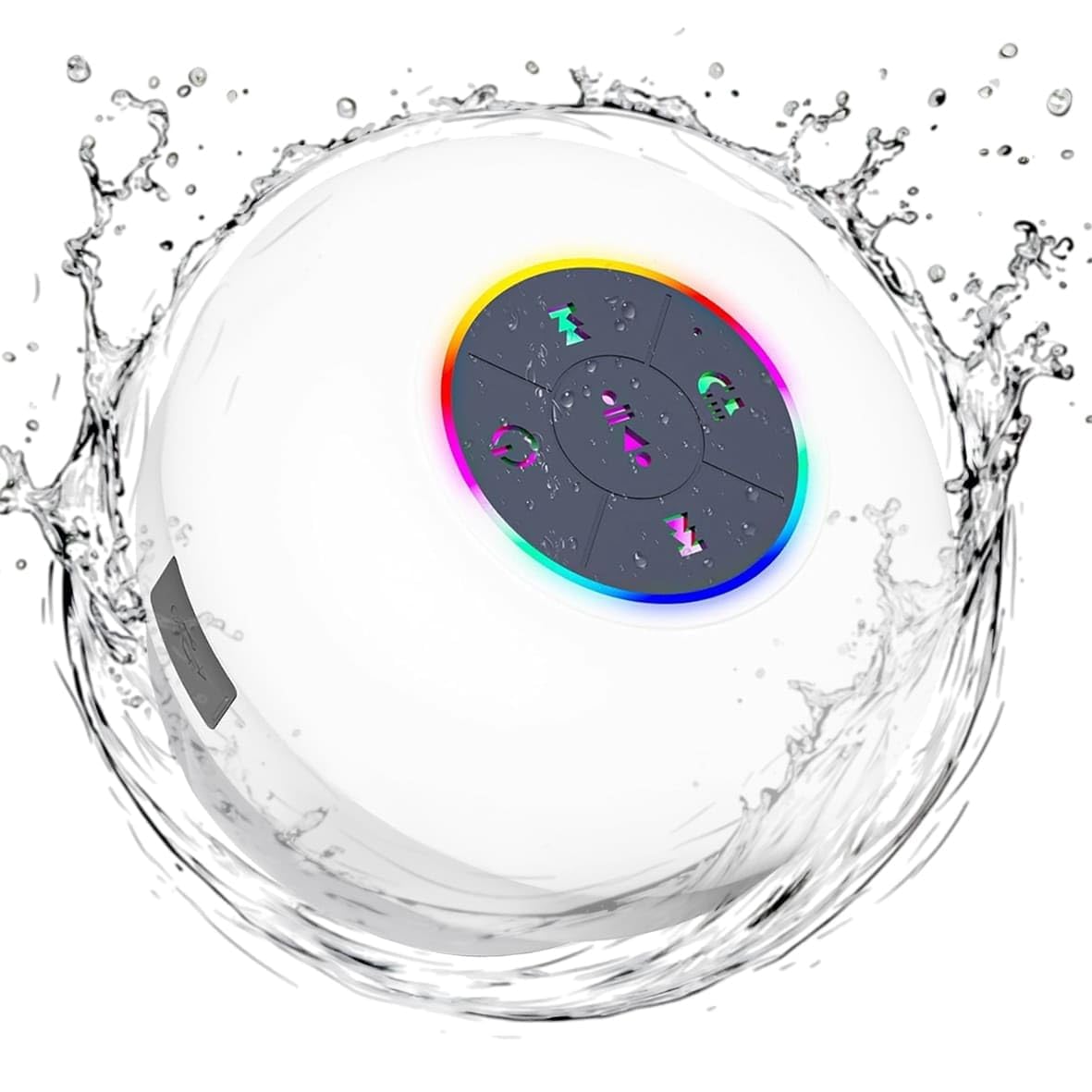 Bluetooth Shower Speaker with LED, Portable Wireless Mini Speaker (White)