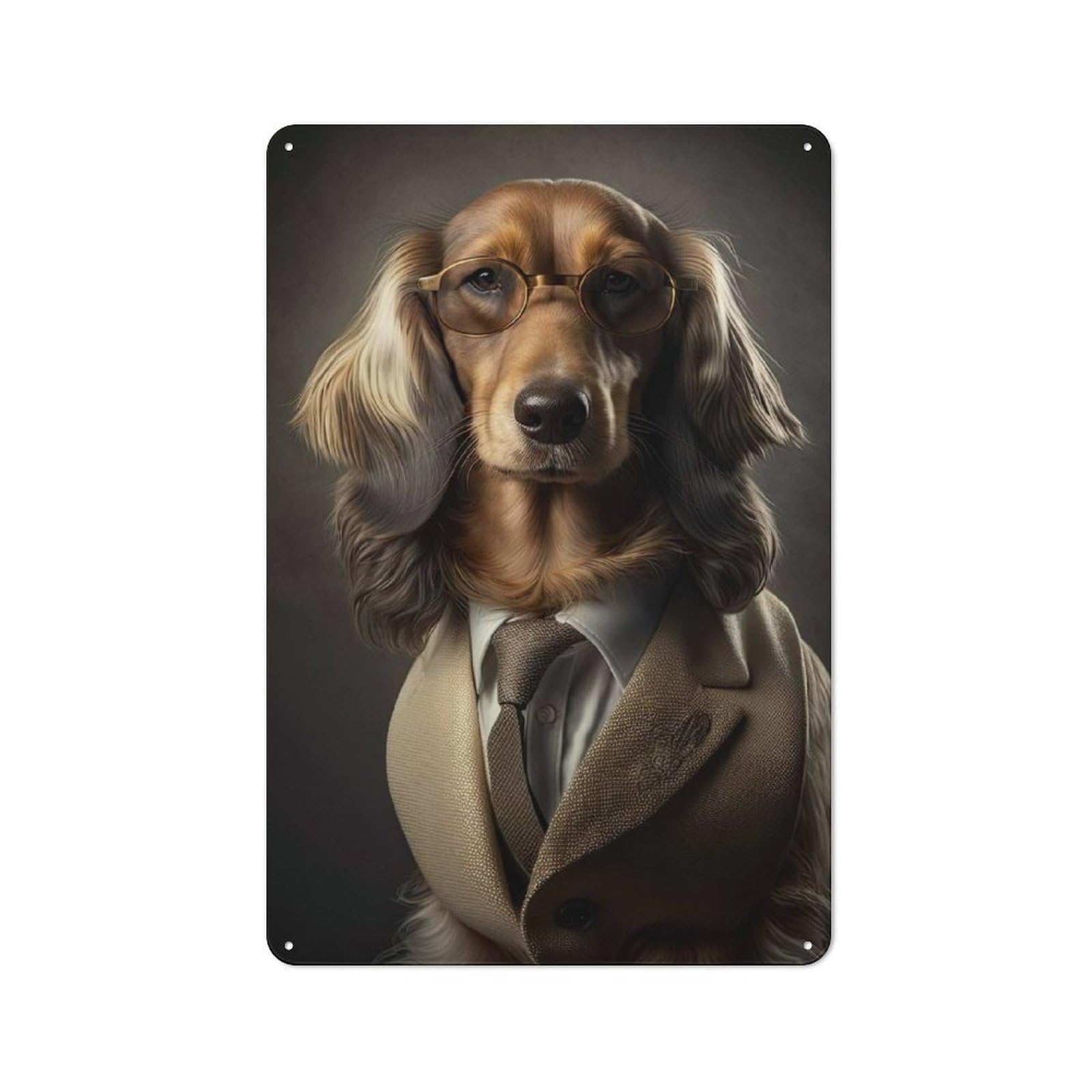 Junmoney Style-21 Cream Dachshund Mafia Boss Cafe Metal Sign 30X20cm, Shop Front Style Restaurant Wall Art For Takeaway, Bar, Kitchen Or Counter Area