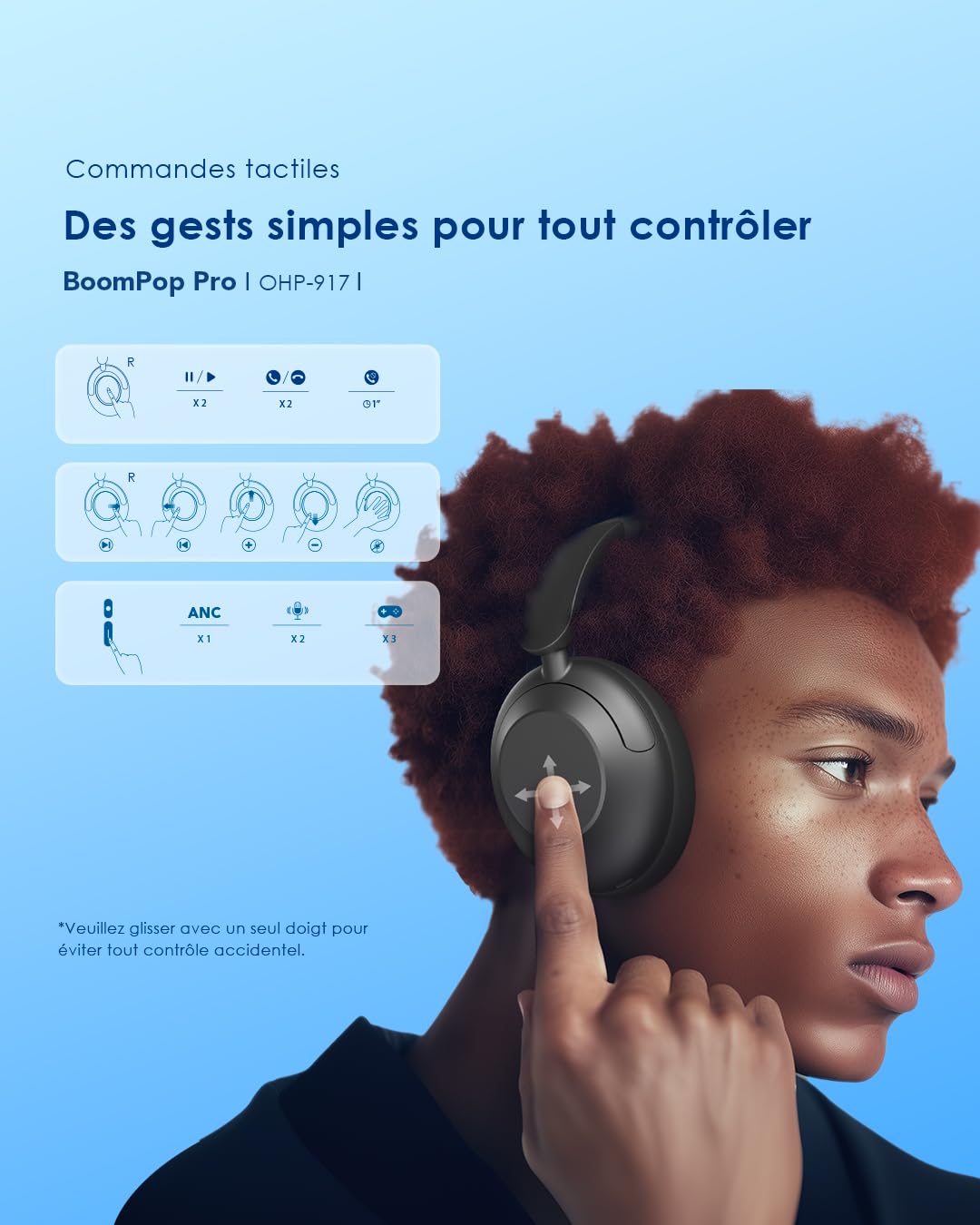 Oraimo BoomPop Pro - Casque Bluetooth Autonomie 82H sans Fil Réduction de Bruit ANC Basses Profondes 40mm Micro ENC Prise Jack Double Connexion Pliable Télétravail Musique Sport