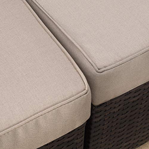 Santa Cruz Outdoor Wicker Furniture Set, Sectional, Table, And Chair For Patio Or Lawn With Cushions In Brown And Beige (7-Piece) #TOP5
