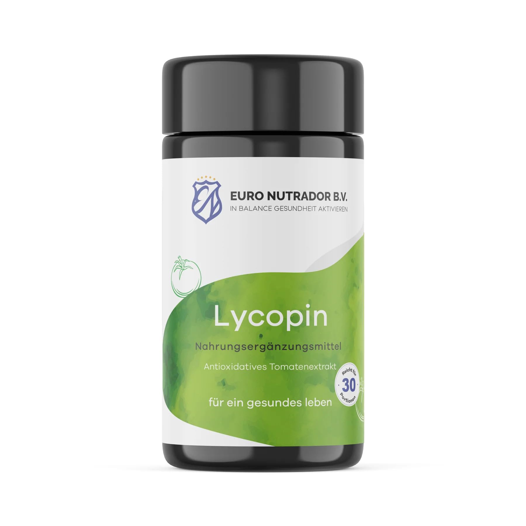 Euro Nutrador Lycopin 3% – 180 Kapseln | Hochdosiert mit 185 mg Tomatenextrakt pro Portion | Natürliches Lycopin aus Tomaten | Gentechnikfrei, glutenfrei & allergenfrei