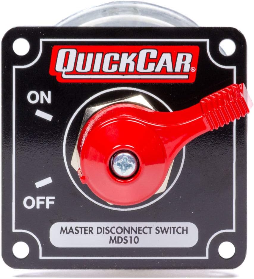 QuickCar Racing Products 55-010 Red 2-1/2" High x 2-1/2" Wide Handle Battery Master Disconnect Switch with Black Mounting Panel