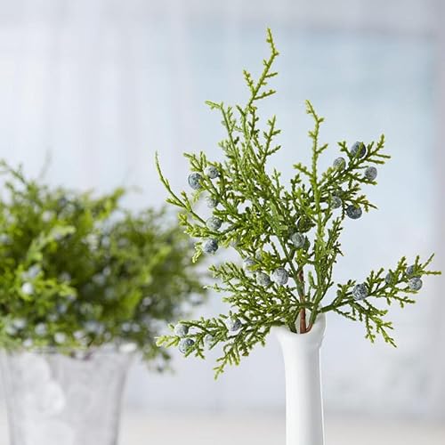 Factory Direct Craft Pack Of 12 Artificial Juniper Cedar Sprays With Berries - Christmas Greenery For Winter Indoor Or Outdoor Holiday Decorations #TOP1