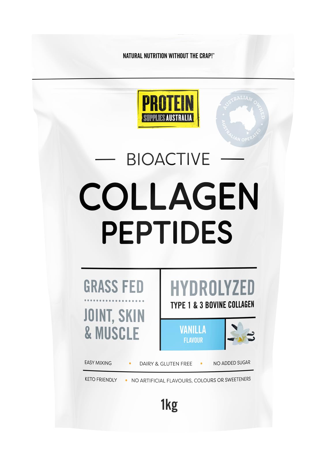 Protein Supplies Australia Collagen Peptides 1kg - Vanilla