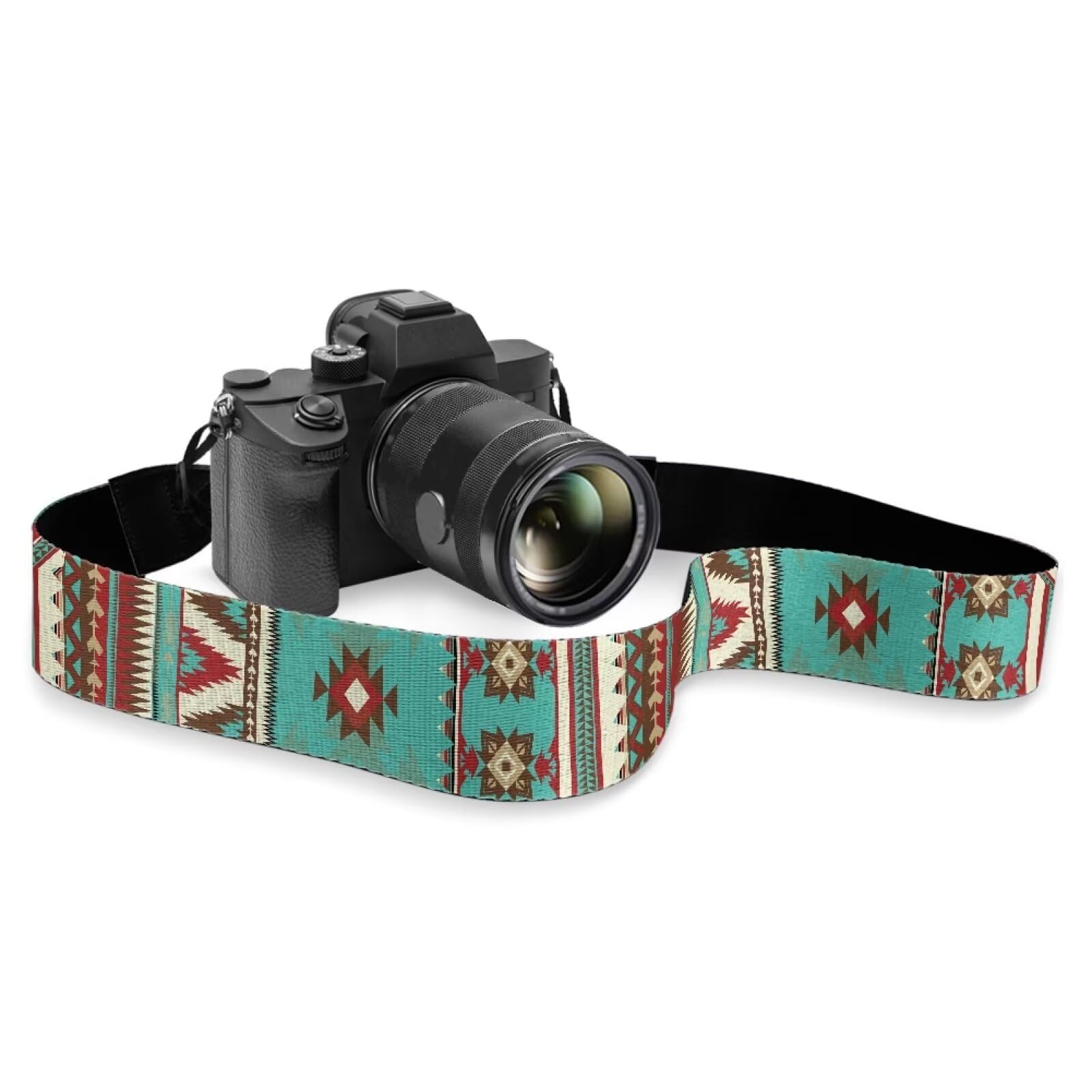 Goncariar Western Camera Strap for Photographers Aztec Neck Shoulder Strap with Quick Release Buckles for DSLR SLR Camera Sling Tribal Indian Native Camera Neck Strap Turquoise
