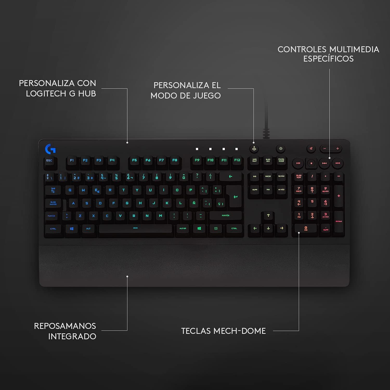 Logitech G213 Prodigy Teclado Gaming, RGB Lightsync, Disposición QWERTY ES - Negro + G203 Lightsync Ratón Gaming, 6 Botones Programables, Ultra-Ligero- Negro