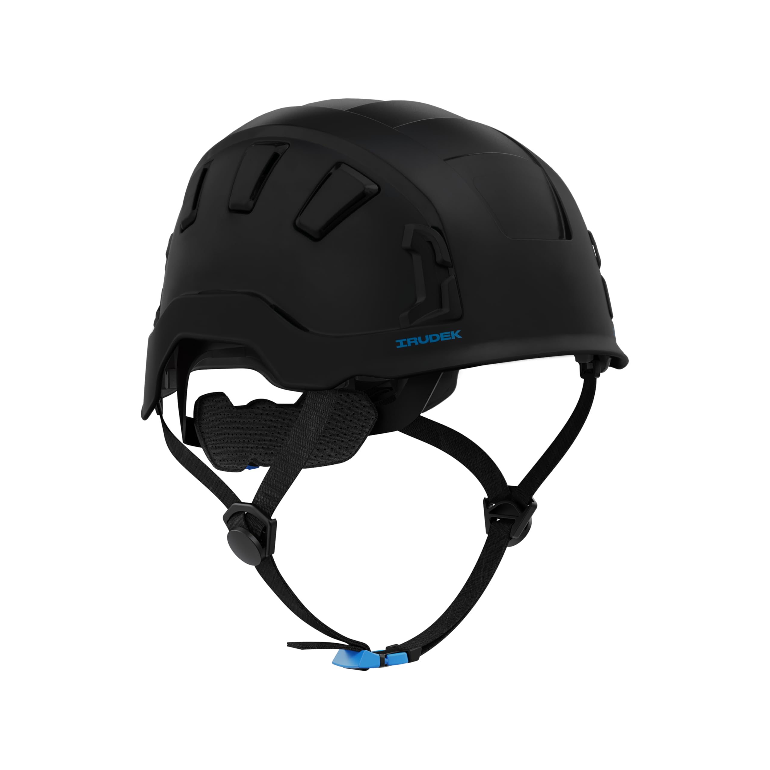 Irudek OREKA II Vent Negro – Casco ventilado para Trabajos en Altura, ABS Ultraligero, barboquejo Ajustable, Ranuras universales 30 mm, Chip NFC Integrado, Certificado EN 397 y EN 12492