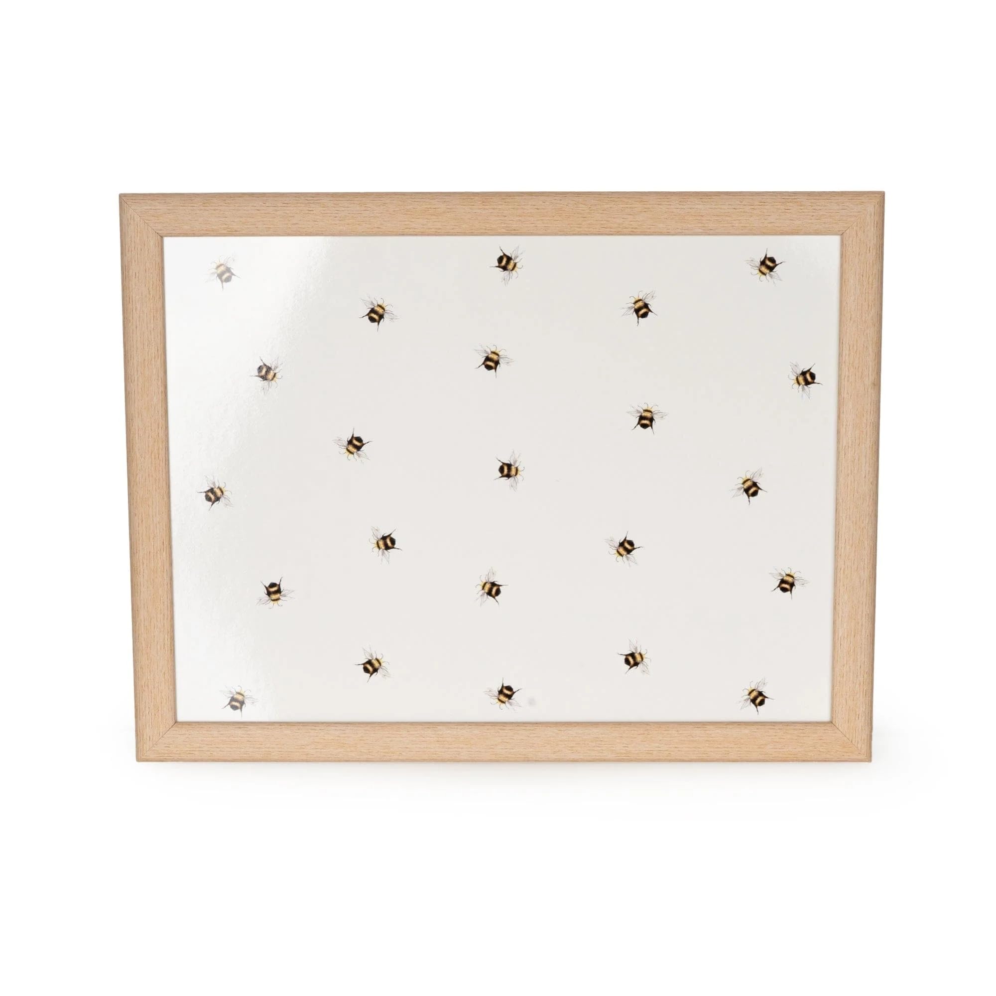 Home Deco London White Decorative Wooden Lap Tray With Bee Pattern, Background