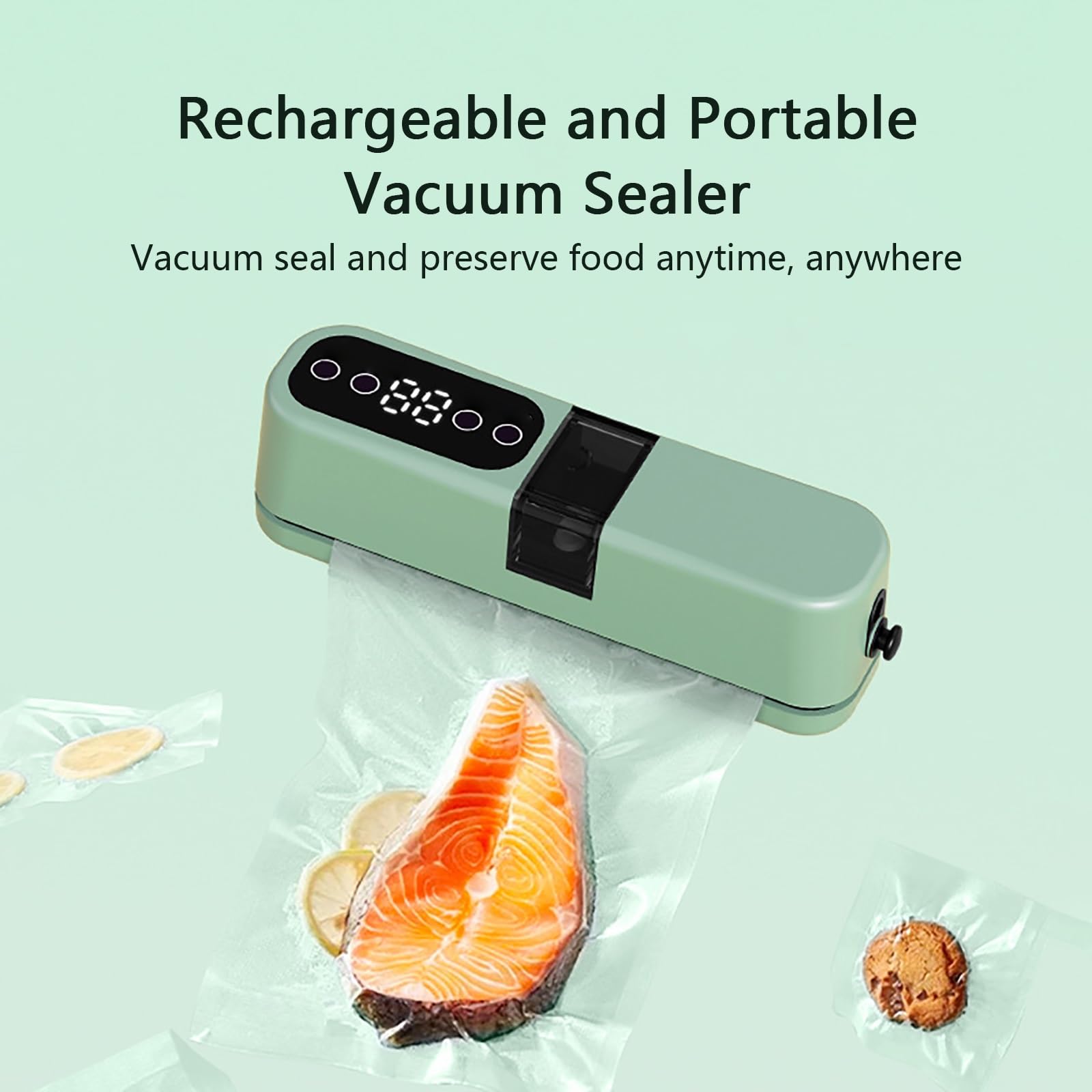 Máquina Compacta De Sellado Al Vacío, Sistema Automático Inteligente De Conservación De Alimentos para La Preparación De Carne, Queso y Comidas(Green)